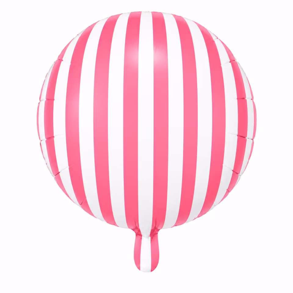 Yuvarlak Pembe - Beyaz Folyo Balon