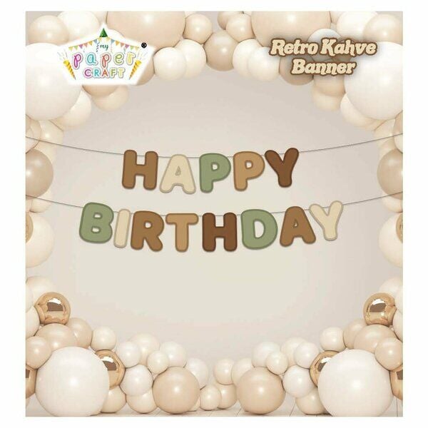 Retro Kahve Happy Birthday Banner