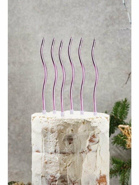 Pembe Kıvrımlı Mum 15 cm