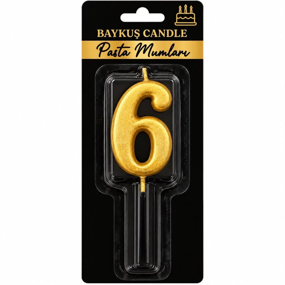 Gold 6 Rakam Mum 5 cm