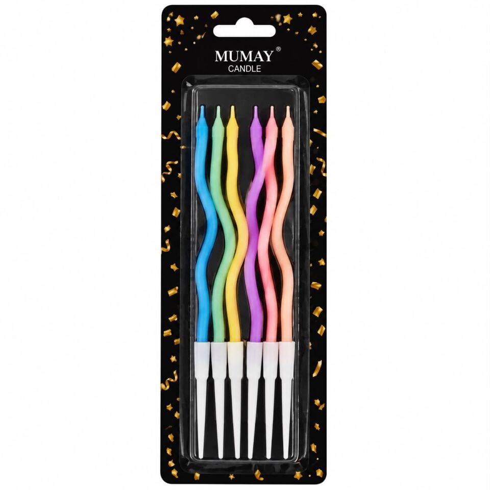 Makaron Kıvrık Mum 6 Adet