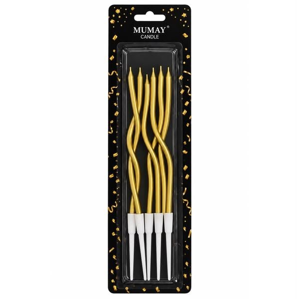 Gold Kıvrık Mum 6 Adet