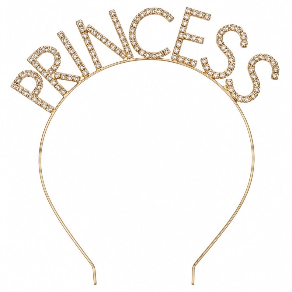 Prıncess Taşlı Taç Gold