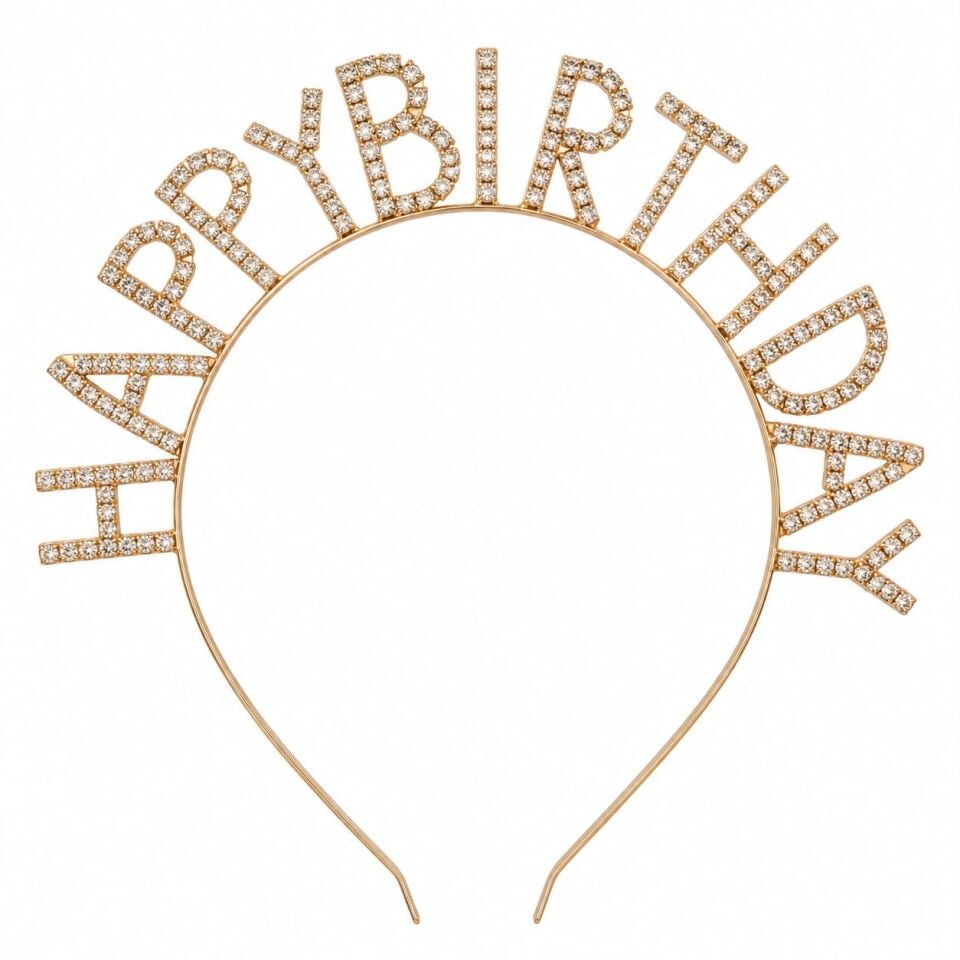 Happy Bırthday Taşlı Taç Gold