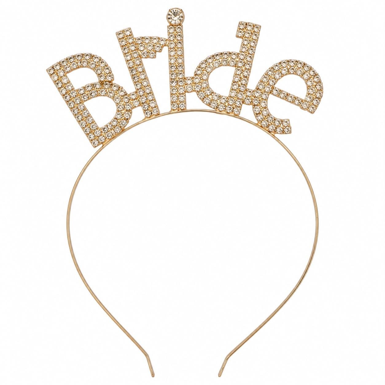 Bride Taşlı Taç Gold