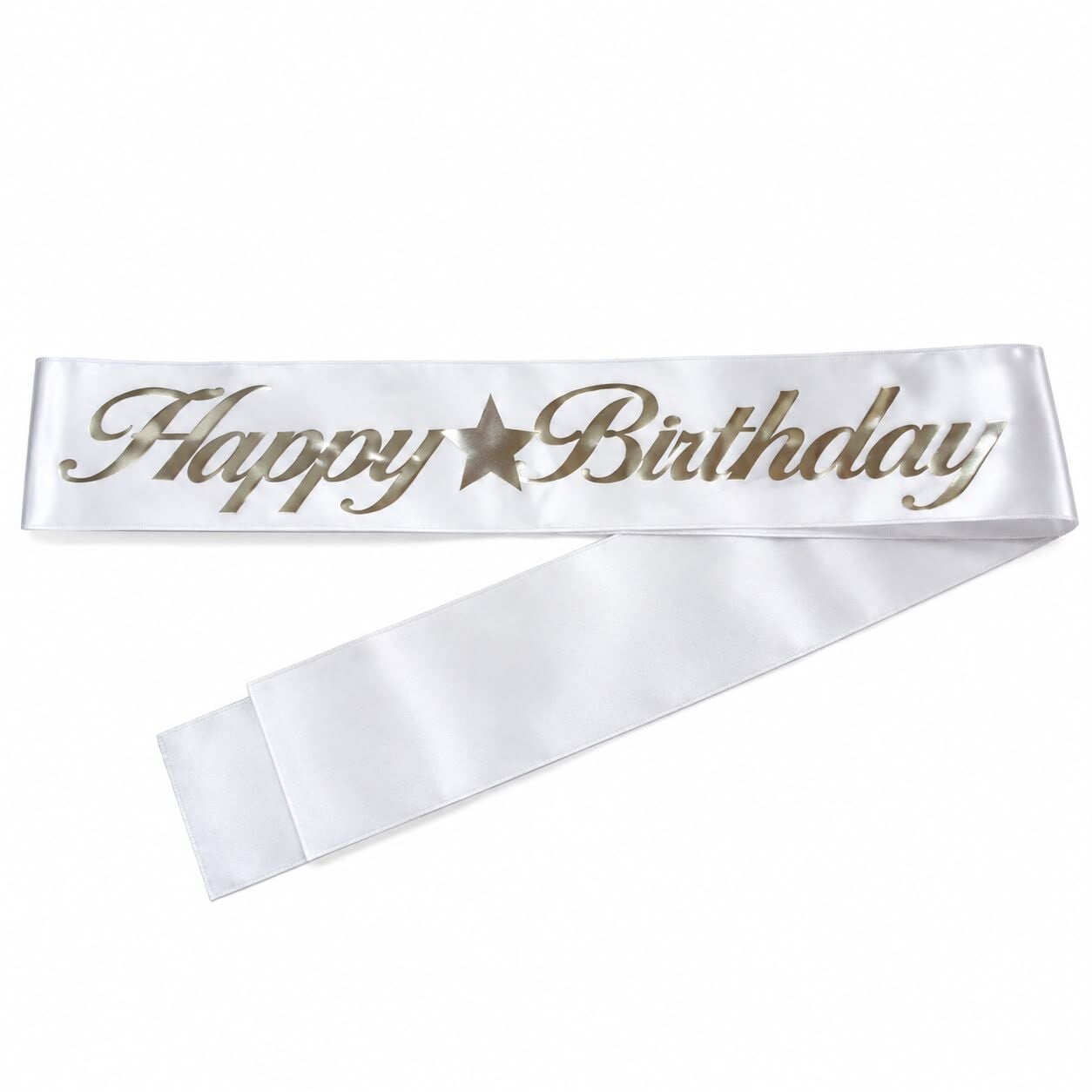 Happy Birthday Beyaz - Gümüş Kumaş Kuşak