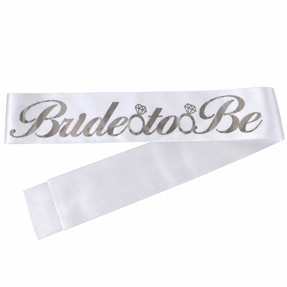 Bride to Be Beyaz - Gümüş Kumaş Kuşak