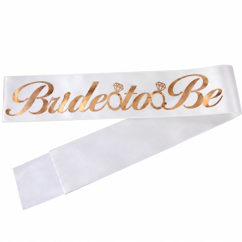 Bride to Be Beyaz - Rose Gold Kumaş Kuşak