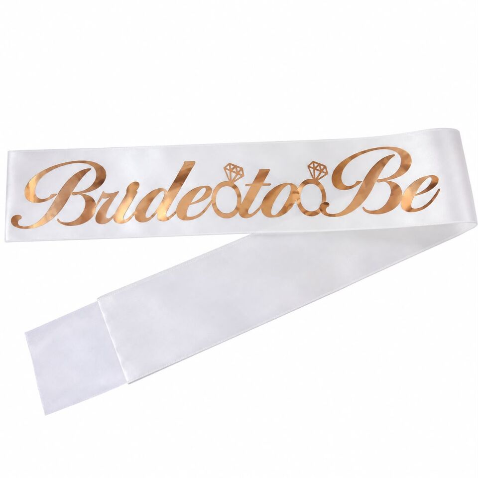 Bride to Be Beyaz - Rose Gold Kumaş Kuşak