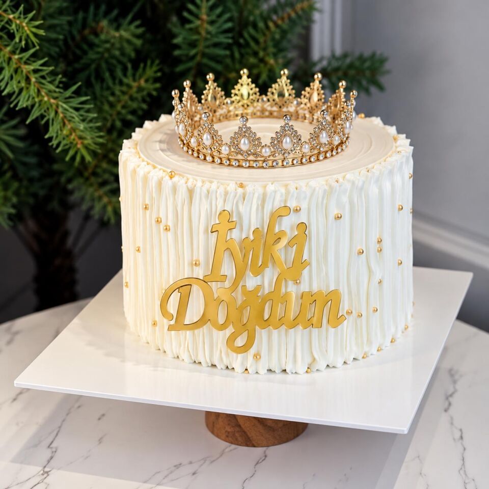 İyi ki Doğdun Pasta Önü Pleksi Yazı Gold