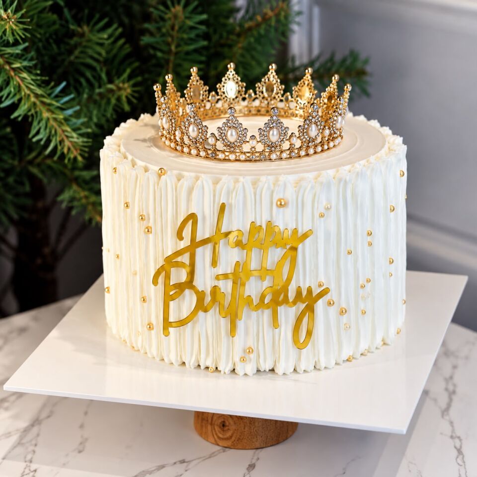 Happy Birthday Pasta Önü Pleksi Yazı Gold