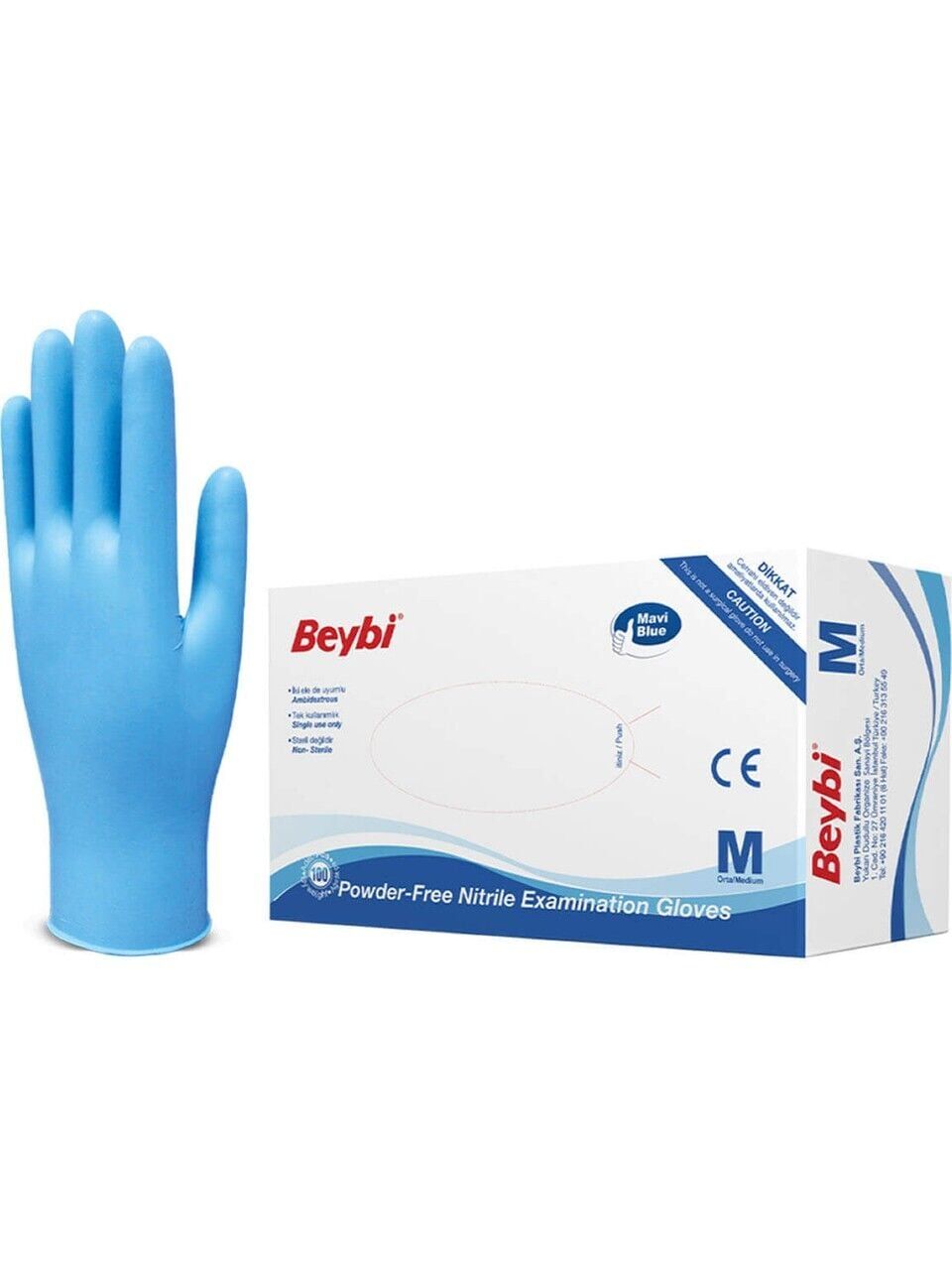 PUDRASIZ MAVİ NİTRİL ELDİVEN 100 ADET MEDIUM