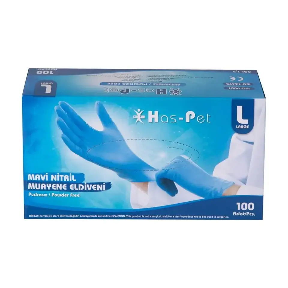 PUDRASIZ MAVİ NİTRİL ELİVEN 100 ADET LARGE