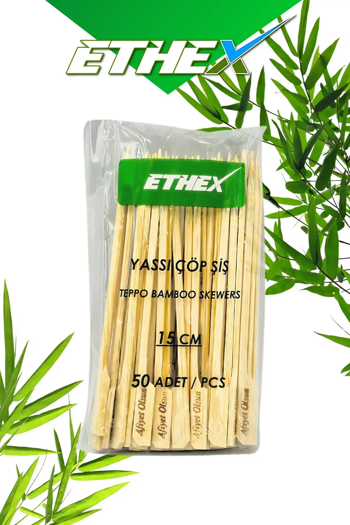15 CM BAMBU YASSI ÇÖP ŞİŞ 50 ADET