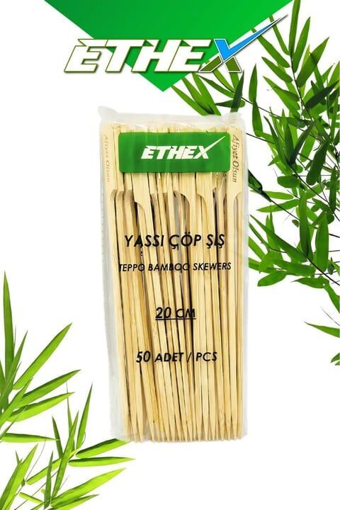 20 CM BAMBU YASSI ÇÖP ŞİŞ 50 ADET
