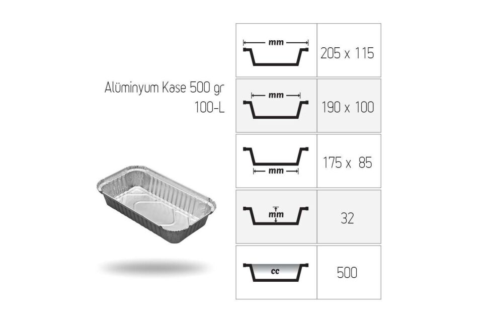 Alüminyum 500 gr Kase 100 Adet