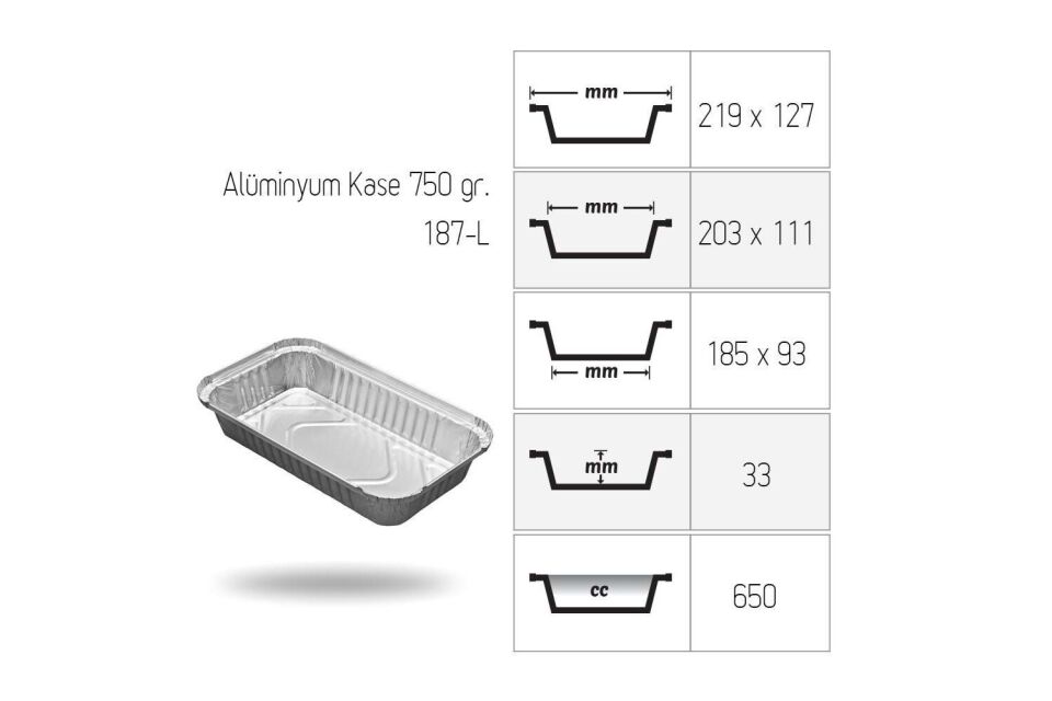 ALÜMİNYUM 750 GR KASE 100 ADET