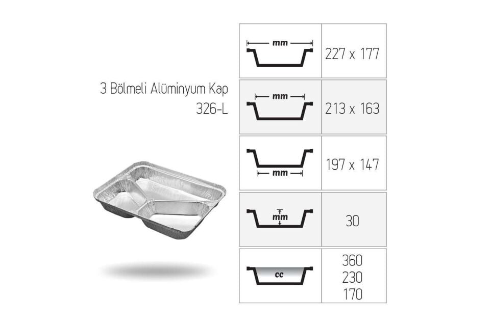ALÜMİNYUM 3 GÖZ KASE 100 ADET