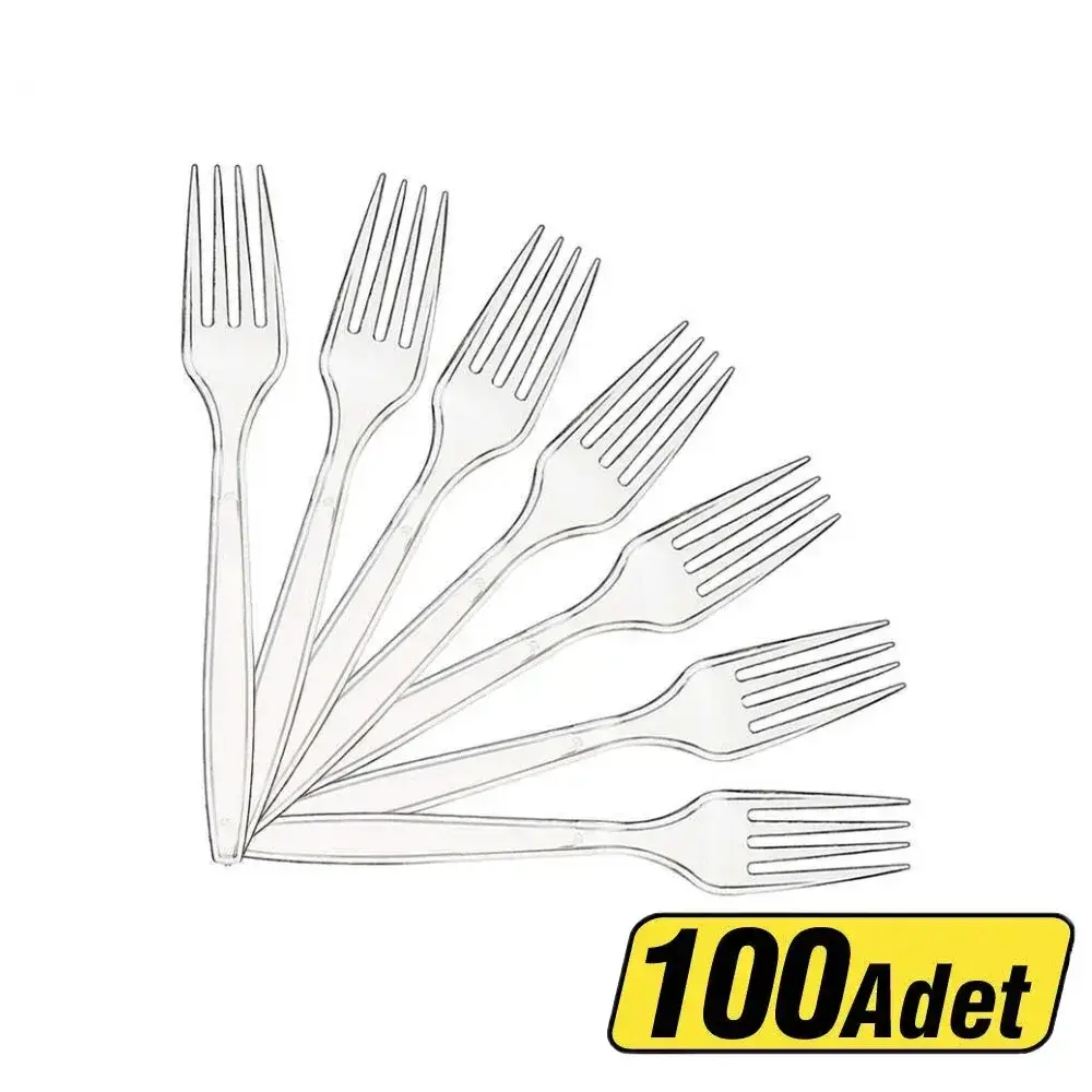 LÜKS ŞEFFAF PLASTİK ÇATAL 100 ADET 2,6 GR