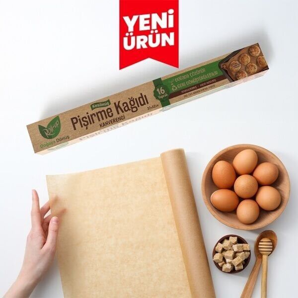 KESİLMİŞ PİŞİRME KAĞIDI KAHVERENGİ 16 YAPRAK