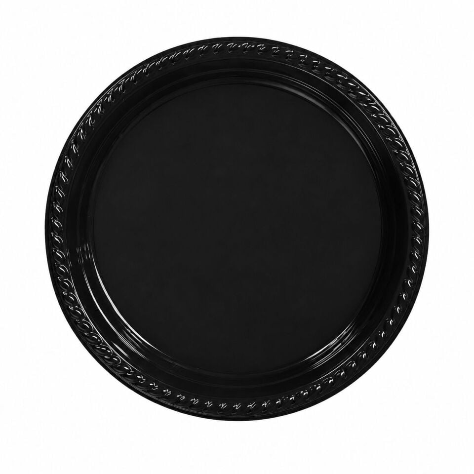 Siyah Plastik Tabak 22 Cm 25 Adet