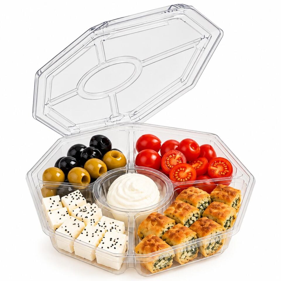 5 Bölmeli Sekizgen Kapaklı Kap