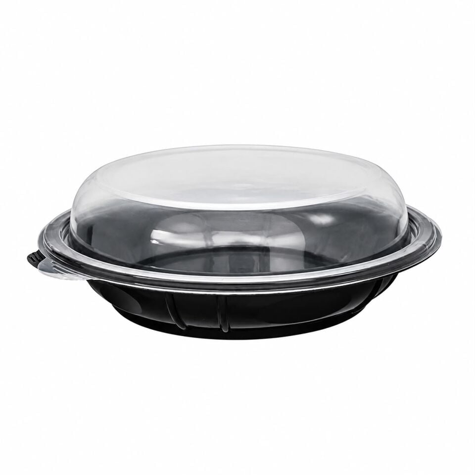 1000 gr Kapaklı Siyah Salata Kabı 50 Adet