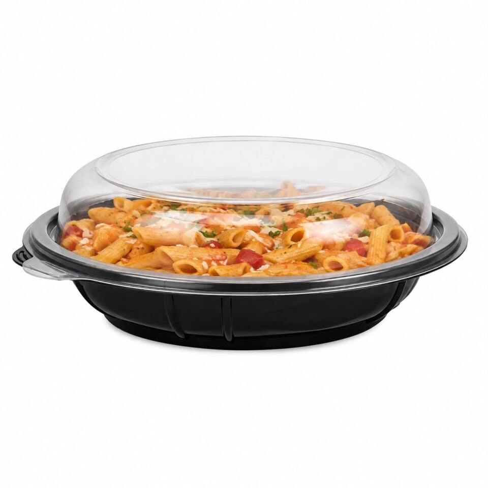 1000 gr Kapaklı Siyah Salata Kabı 50 Adet