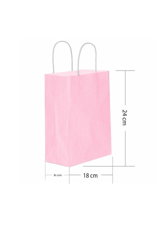 18x24x8 cm Pembe Kağıt Çanta 25 Adet