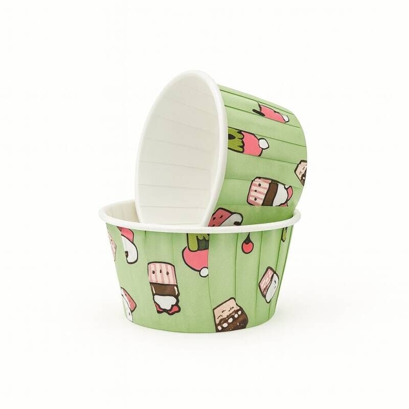 Muffin Kek Kapsülü Dondurma Desenli Mint 50 Adet