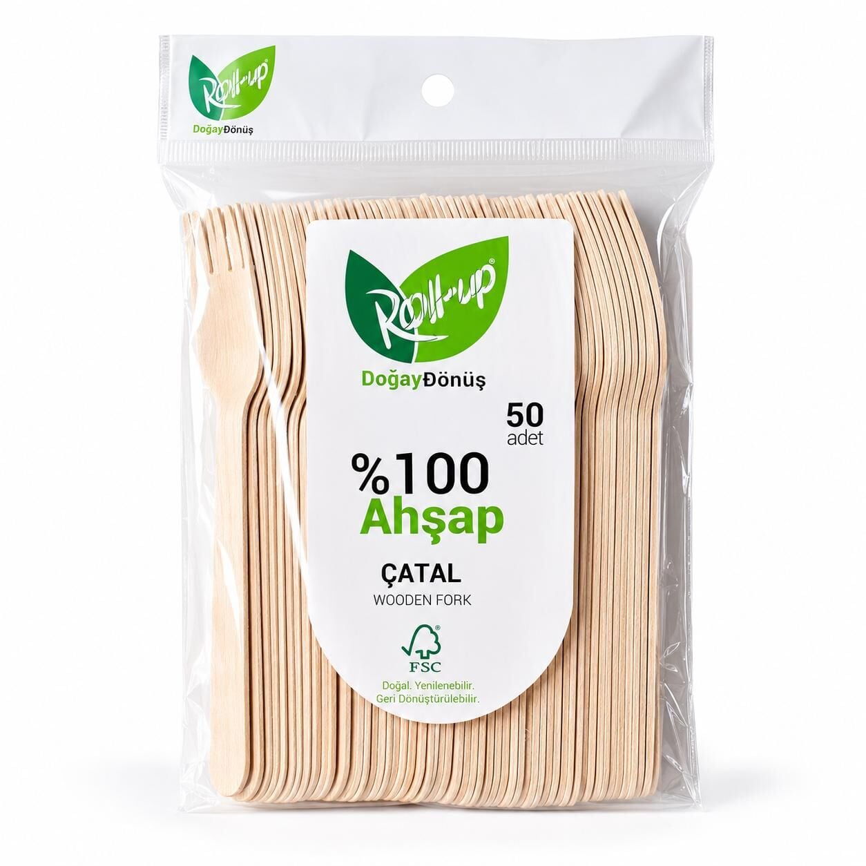 Doğa Dostu Ahşap Çatal 50 Adet