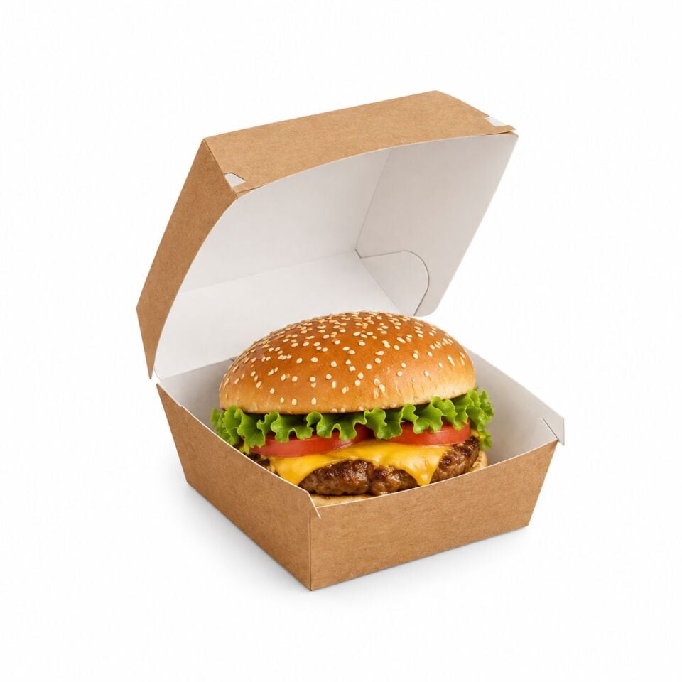 Kraft Karton Hamburger Kutusu 12x12x9 cm