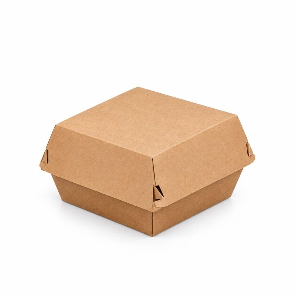 Kraft Karton Hamburger Kutusu 12x12x9 cm
