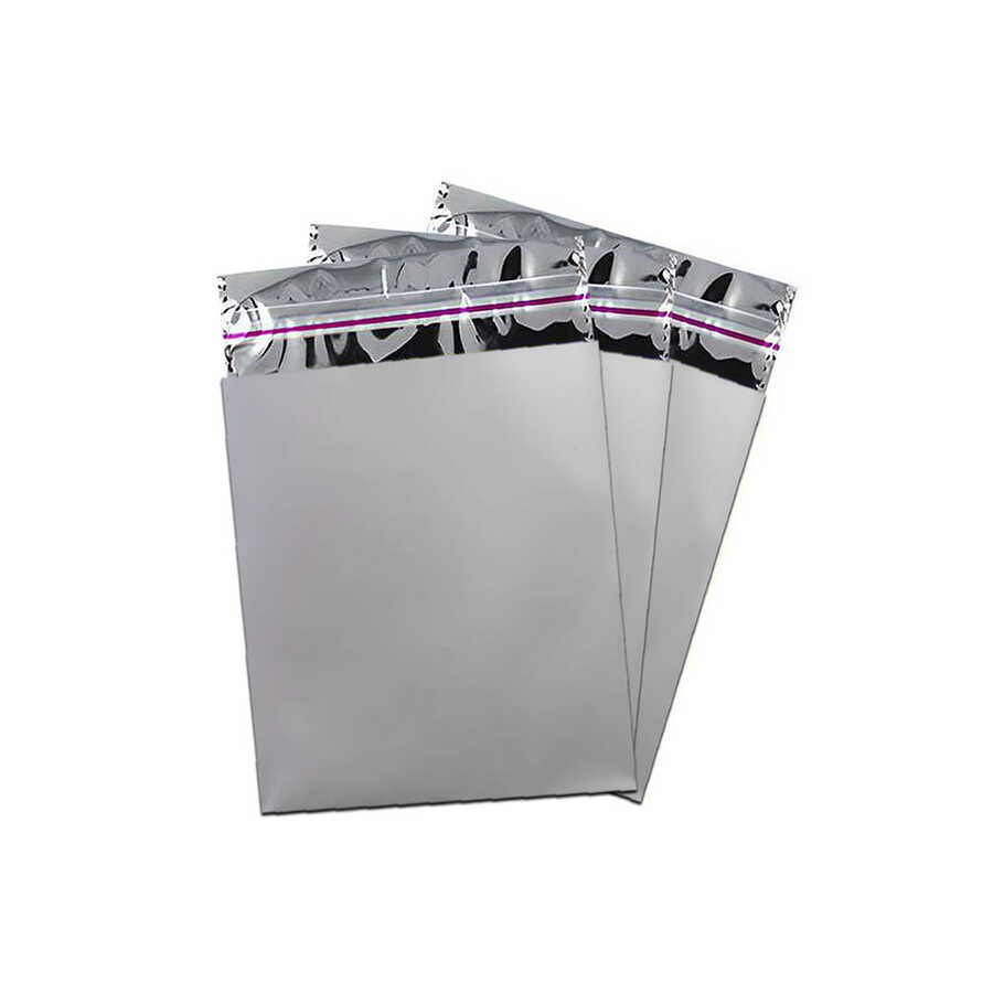 Gümüş Lüks Bantlı Metalize Poşet 15x25