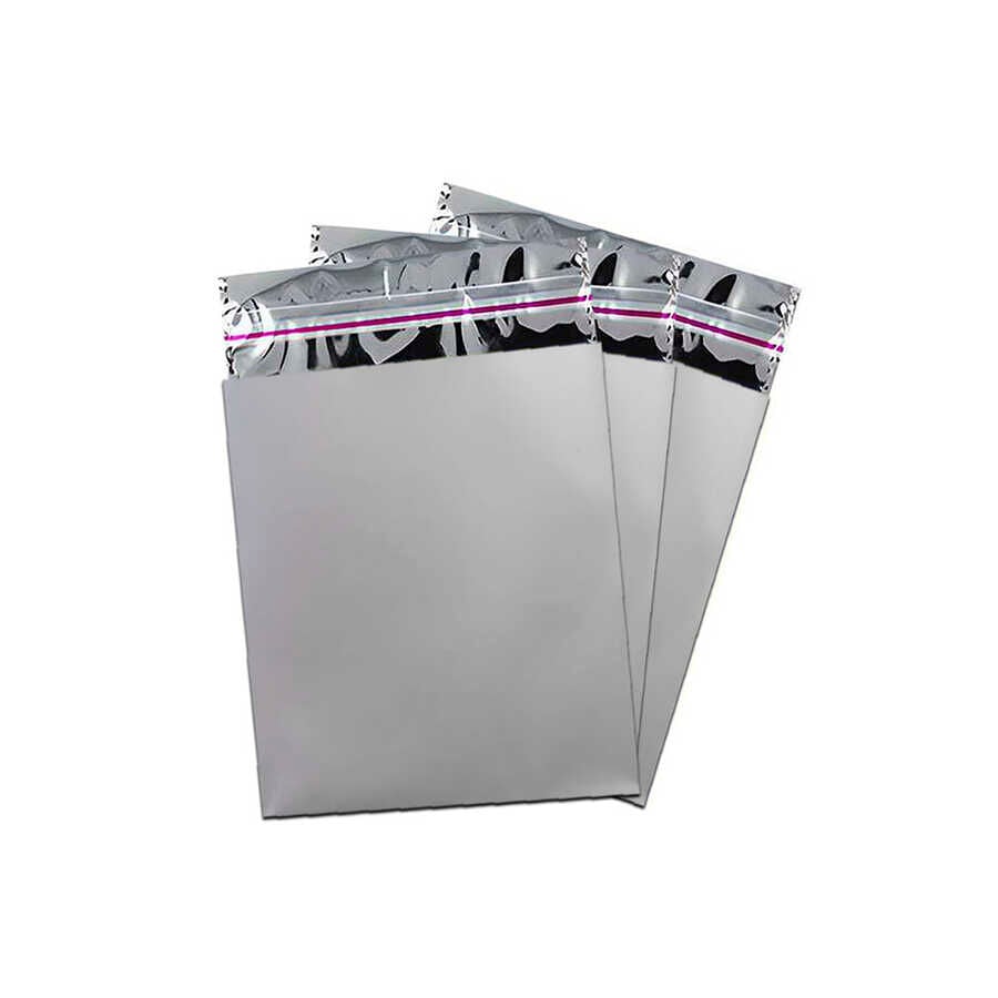 Gümüş Lüks Bantlı Metalize Poşet 15x25