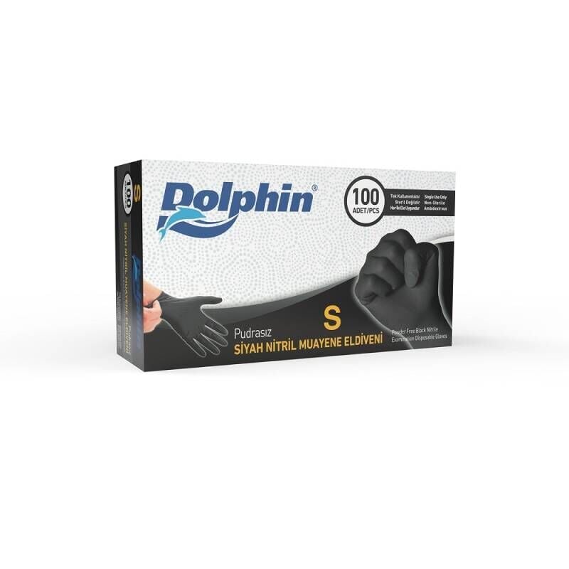 Dolphin Siyah Nitril Eldiven 100 Adet S