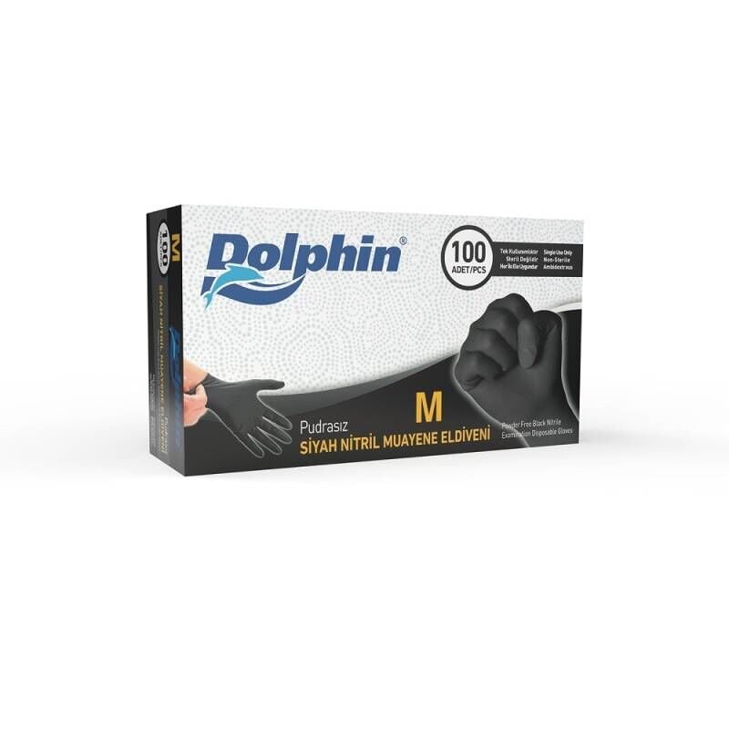 Dolphin Siyah Nitril Eldiven 100 Adet M
