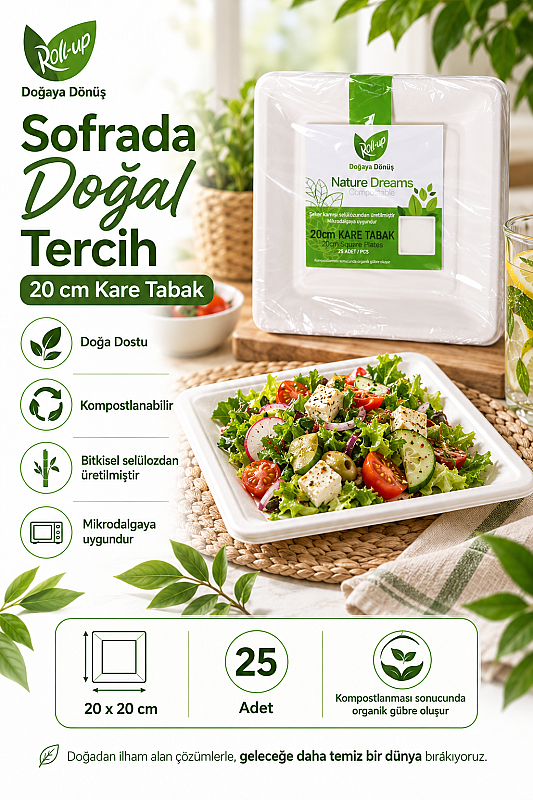 Roll-up Nature Dreams Kare Tabak 20 cm 25 Adet