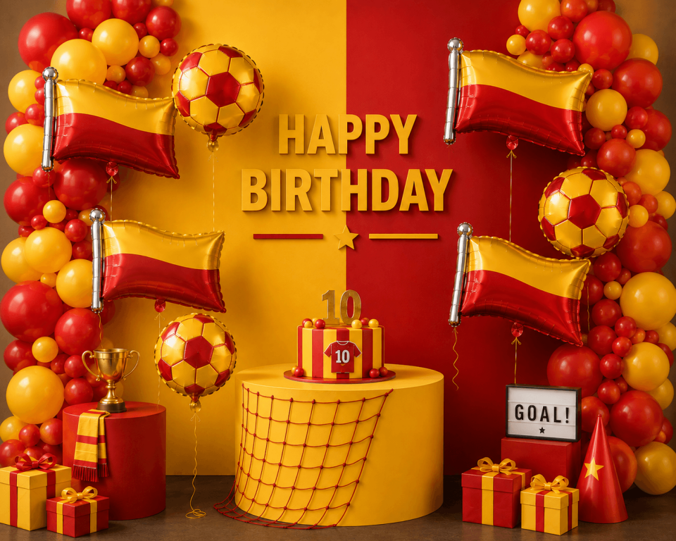 Sarı Kırmızı Futbol Topu Folyo Balon