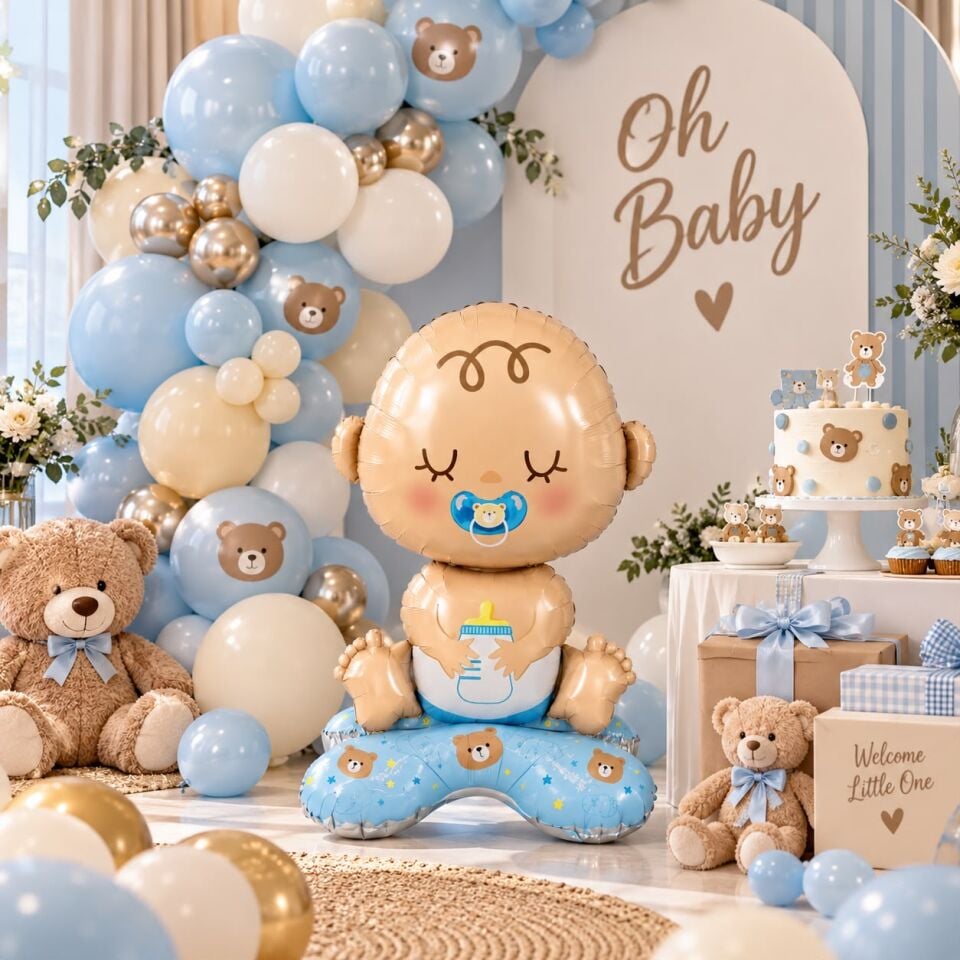 Ayaklı Mavi Bebek Folyo Balon