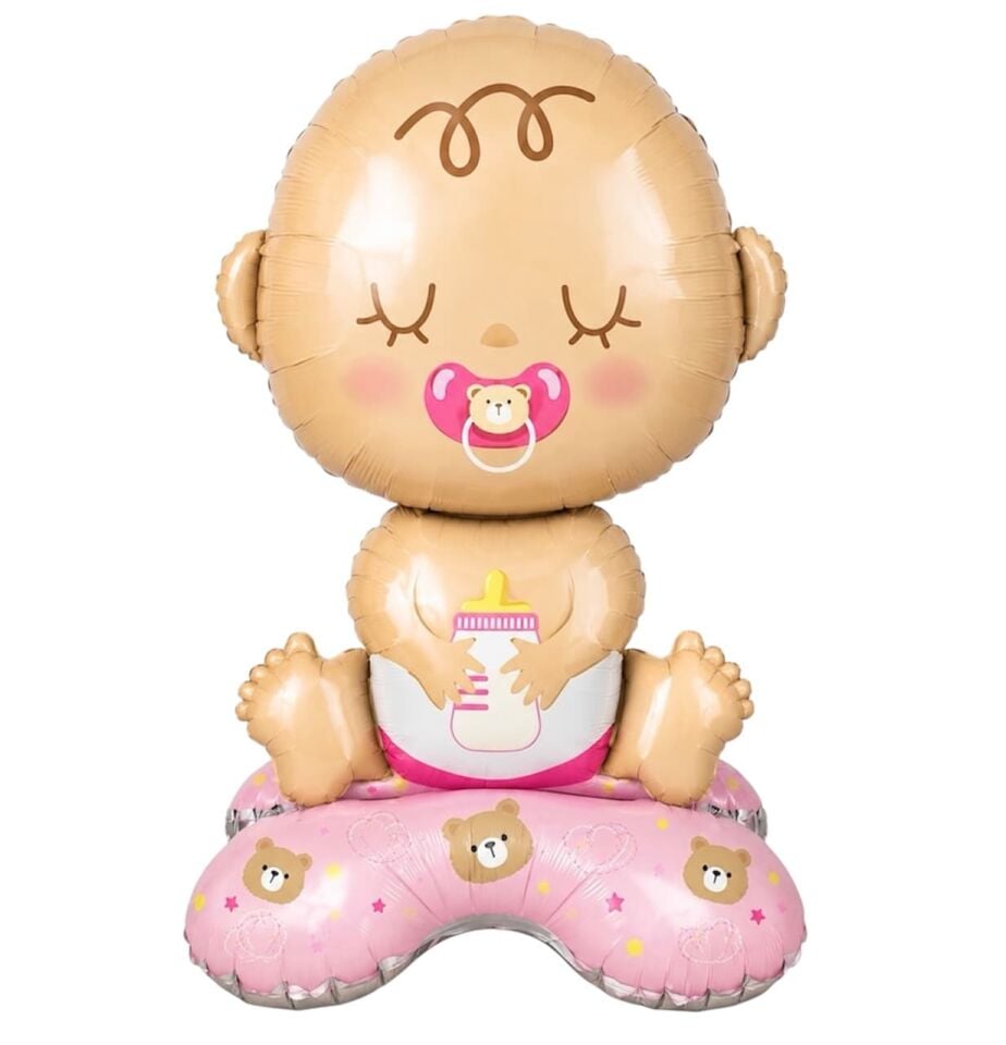 Ayaklı Pembe Bebek Folyo Balon